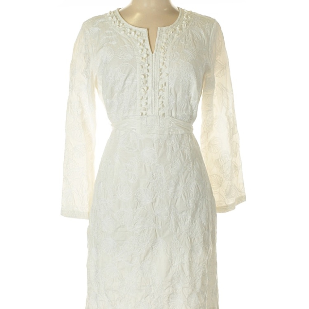 Lilly Pulitzer white shell beaded tunic dress L